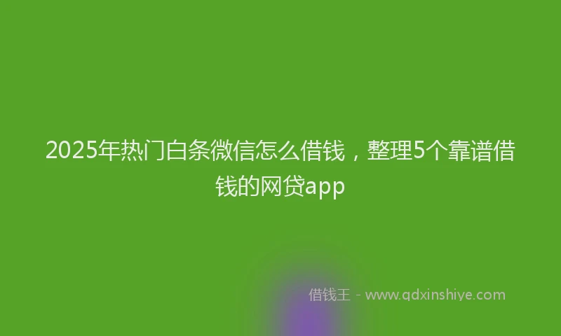2025年热门白条微信怎么借钱，整理5个靠谱借钱的网贷app