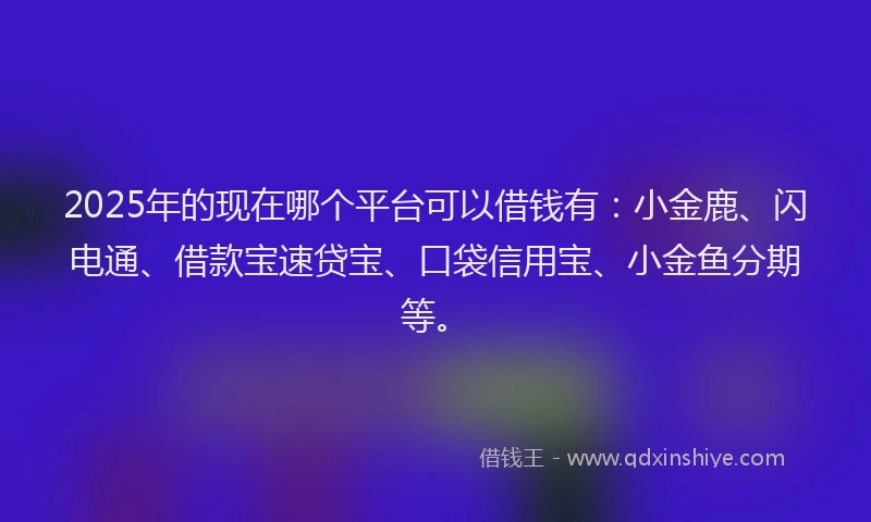 2025年的现在哪个平台可以借钱有：小金鹿、闪电通、借款宝速贷宝、口袋信用宝、小金鱼分期等。