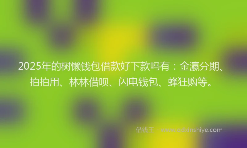 2025年的树懒钱包借款好下款吗有：金瀛分期、拍拍用、林林借呗、闪电钱包、蜂狂购等。