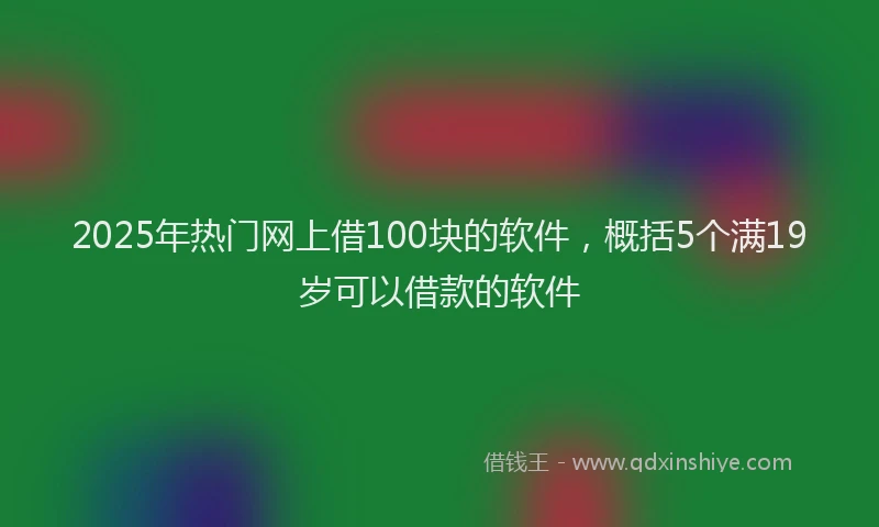 2025年热门网上借100块的软件，概括5个满19岁可以借款的软件