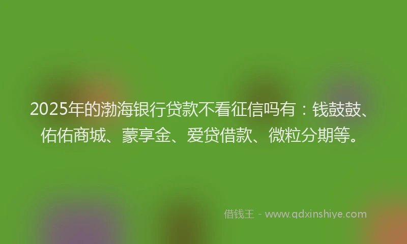 2025年的渤海银行贷款不看征信吗有：钱鼓鼓、佑佑商城、蒙享金、爱贷借款、微粒分期等。
