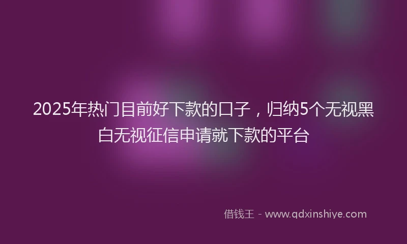 2025年热门目前好下款的口子，归纳5个无视黑白无视征信申请就下款的平台