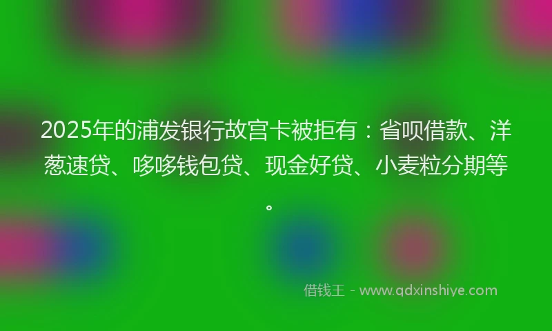 2025年的浦发银行故宫卡被拒有：省呗借款、洋葱速贷、哆哆钱包贷、现金好贷、小麦粒分期等。