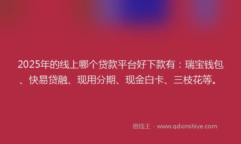 2025年的线上哪个贷款平台好下款有：瑞宝钱包、快易贷融、现用分期、现金白卡、三枝花等。