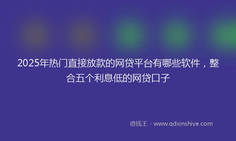 2025年热门直接放款的网贷平台有哪些软件，整合五个利息低的网贷口子