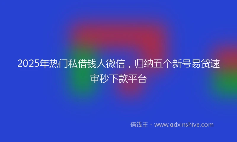 2025年热门私借钱人微信，归纳五个新号易贷速审秒下款平台