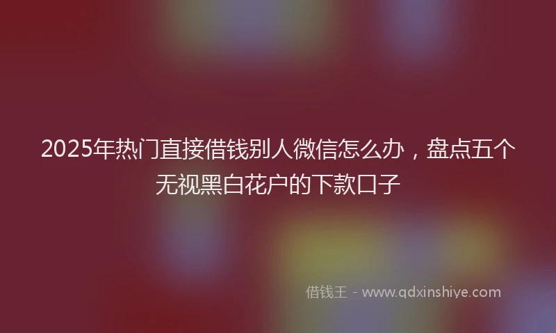 2025年热门直接借钱别人微信怎么办，盘点五个无视黑白花户的下款口子
