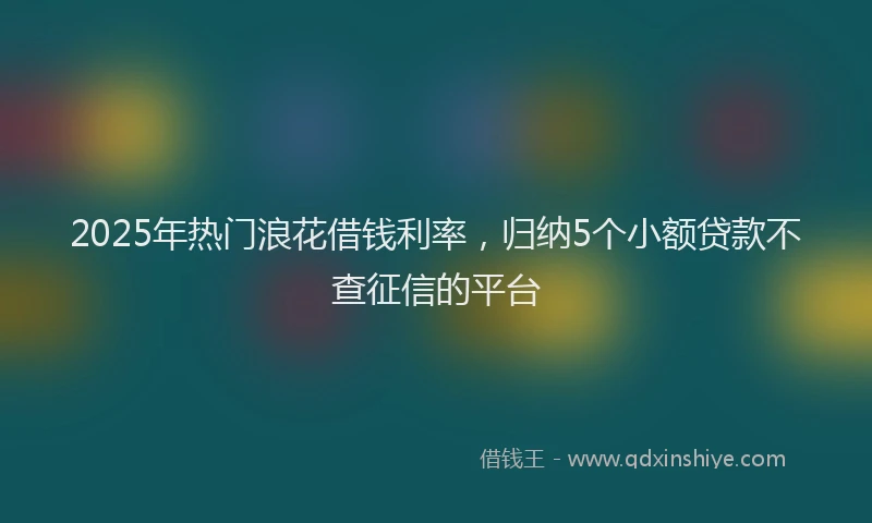 2025年热门浪花借钱利率，归纳5个小额贷款不查征信的平台