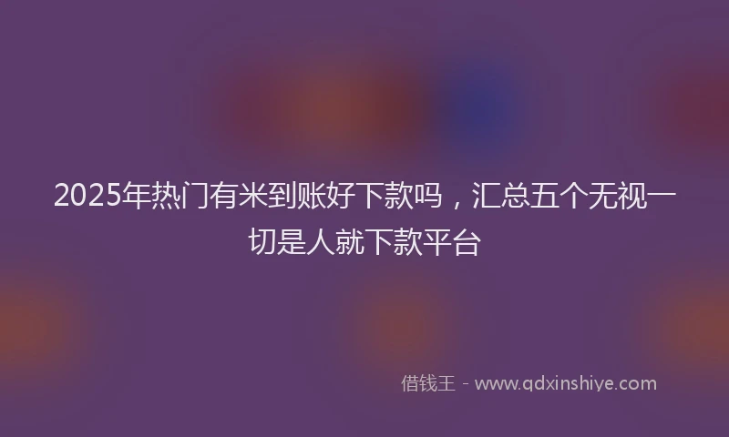 2025年热门有米到账好下款吗，汇总五个无视一切是人就下款平台