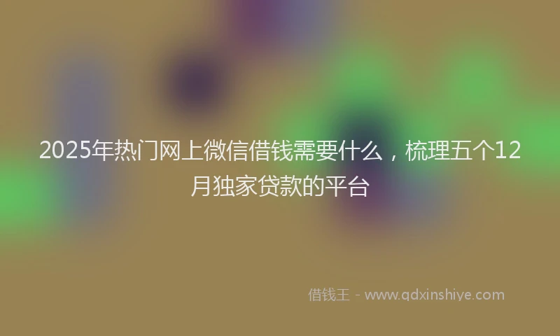 2025年热门网上微信借钱需要什么，梳理五个12月独家贷款的平台