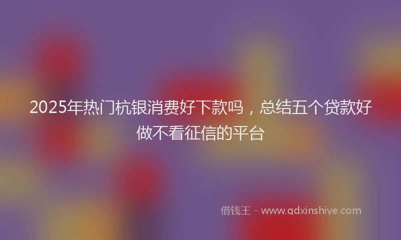 2025年热门杭银消费好下款吗，总结五个贷款好做不看征信的平台