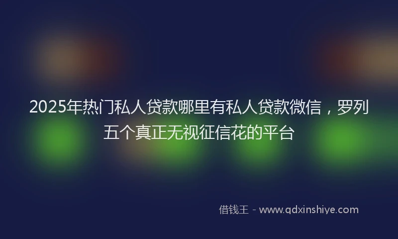 2025年热门私人贷款哪里有私人贷款微信，罗列五个真正无视征信花的平台