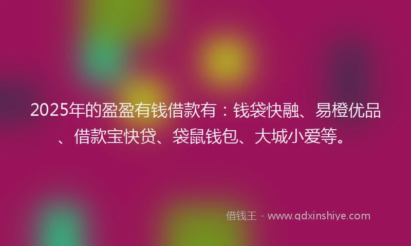 2025年的盈盈有钱借款有：钱袋快融、易橙优品、借款宝快贷、袋鼠钱包、大城小爱等。