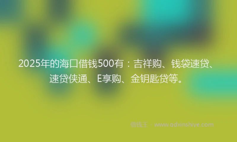2025年的海口借钱500有：吉祥购、钱袋速贷、速贷侠通、E享购、金钥匙贷等。
