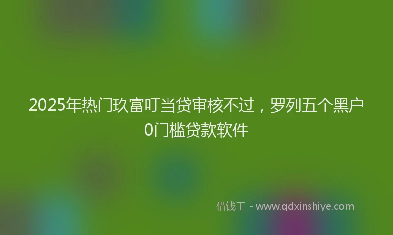 2025年热门玖富叮当贷审核不过，罗列五个黑户0门槛贷款软件