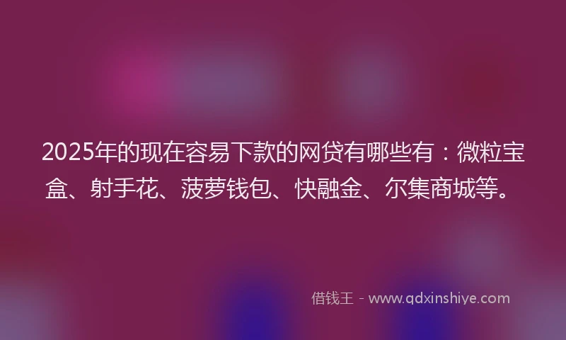 2025年的现在容易下款的网贷有哪些有：微粒宝盒、射手花、菠萝钱包、快融金、尔集商城等。