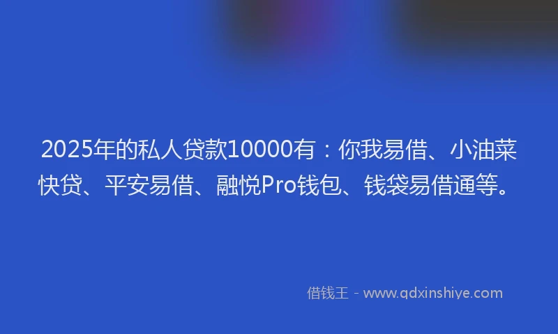 2025年的私人贷款10000有：你我易借、小油菜快贷、平安易借、融悦Pro钱包、钱袋易借通等。