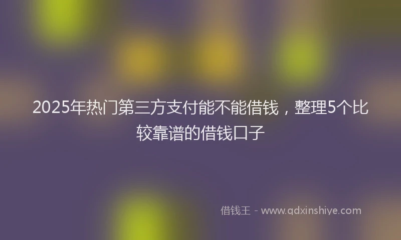 2025年热门第三方支付能不能借钱，整理5个比较靠谱的借钱口子