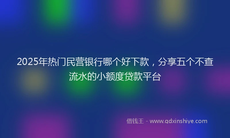 2025年热门民营银行哪个好下款，分享五个不查流水的小额度贷款平台