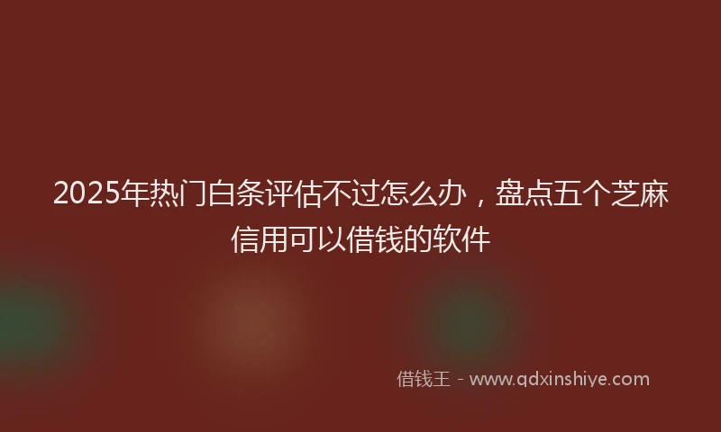 2025年热门白条评估不过怎么办，盘点五个芝麻信用可以借钱的软件