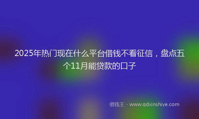 2025年热门现在什么平台借钱不看征信，盘点五个11月能贷款的口子