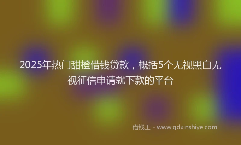 2025年热门甜橙借钱贷款，概括5个无视黑白无视征信申请就下款的平台
