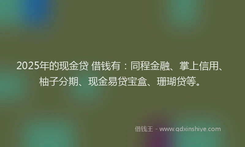 2025年的现金贷 借钱有：同程金融、掌上信用、柚子分期、现金易贷宝盒、珊瑚贷等。