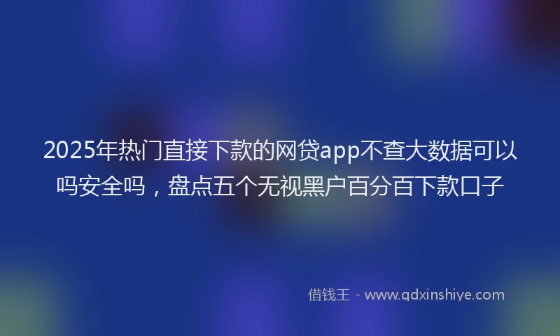 2025年热门直接下款的网贷app不查大数据可以吗安全吗，盘点五个无视黑户百分百下款口子
