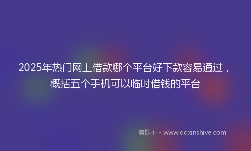 2025年热门网上借款哪个平台好下款容易通过，概括五个手机可以临时借钱的平台