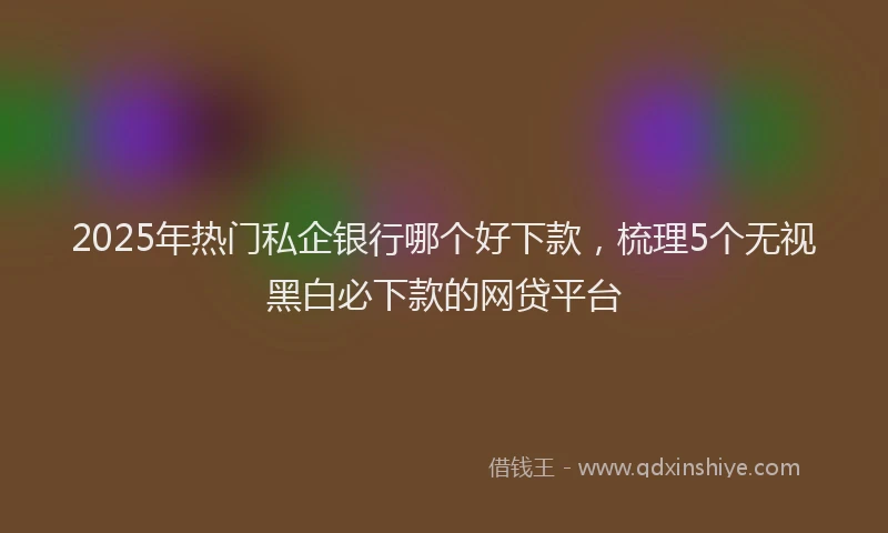 2025年热门私企银行哪个好下款，梳理5个无视黑白必下款的网贷平台