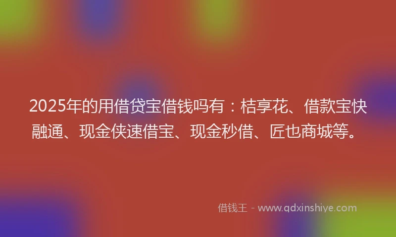2025年的用借贷宝借钱吗有：桔享花、借款宝快融通、现金侠速借宝、现金秒借、匠也商城等。
