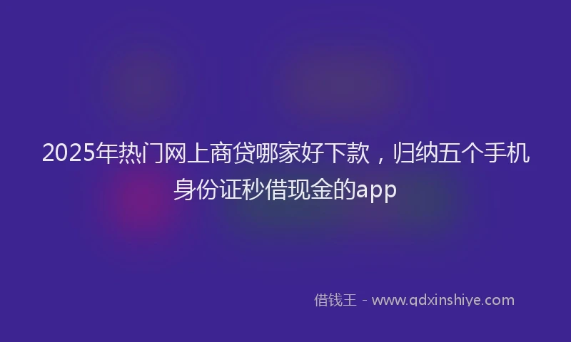 2025年热门网上商贷哪家好下款，归纳五个手机身份证秒借现金的app