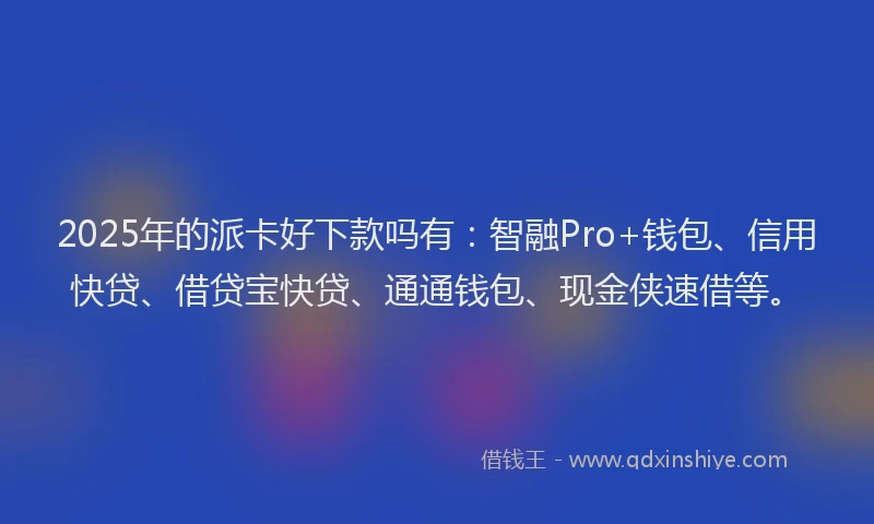 2025年的派卡好下款吗有：智融Pro+钱包、信用快贷、借贷宝快贷、通通钱包、现金侠速借等。