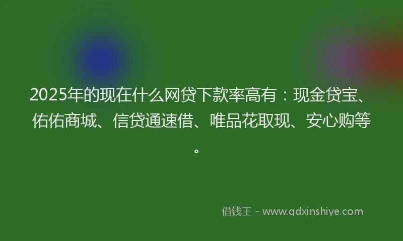 2025年的现在什么网贷下款率高有：现金贷宝、佑佑商城、信贷通速借、唯品花取现、安心购等。