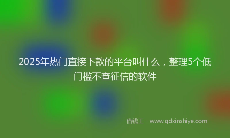 2025年热门直接下款的平台叫什么，整理5个低门槛不查征信的软件