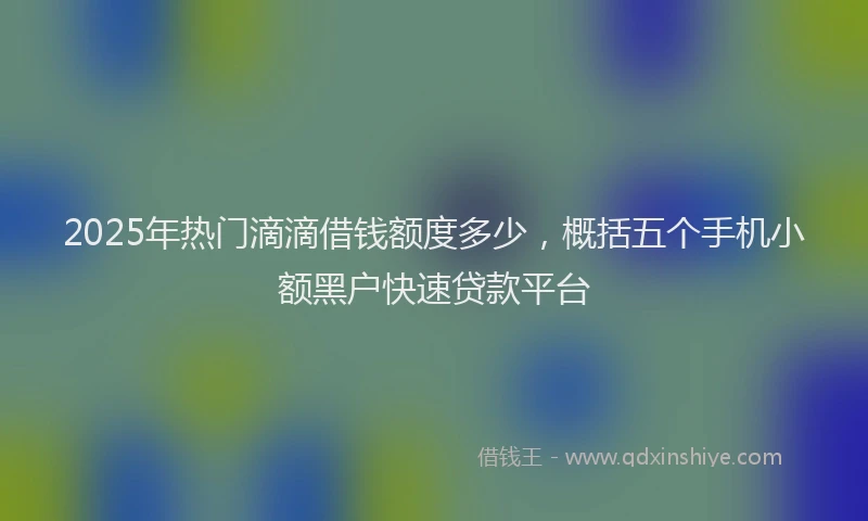 2025年热门滴滴借钱额度多少，概括五个手机小额黑户快速贷款平台