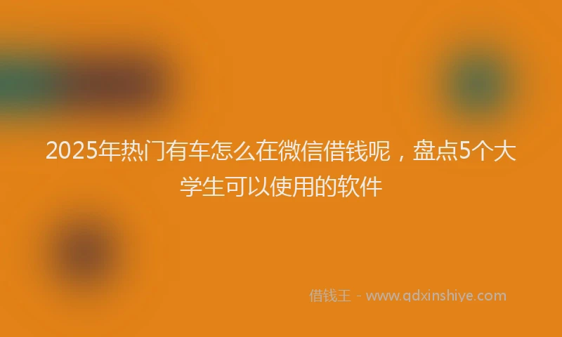 2025年热门有车怎么在微信借钱呢，盘点5个大学生可以使用的软件