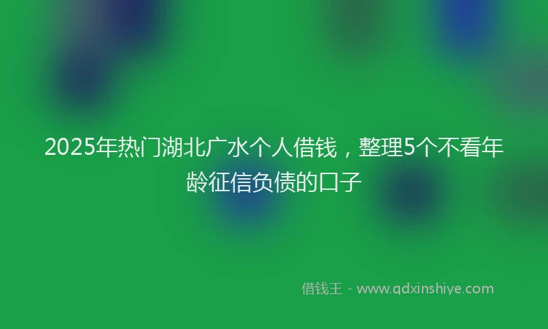 2025年热门湖北广水个人借钱，整理5个不看年龄征信负债的口子