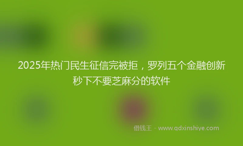 2025年热门民生征信完被拒，罗列五个金融创新秒下不要芝麻分的软件