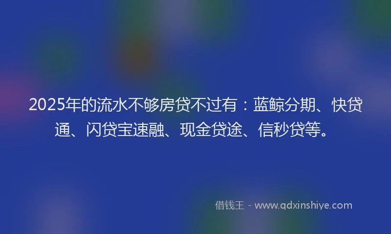 2025年的流水不够房贷不过有：蓝鲸分期、快贷通、闪贷宝速融、现金贷途、信秒贷等。