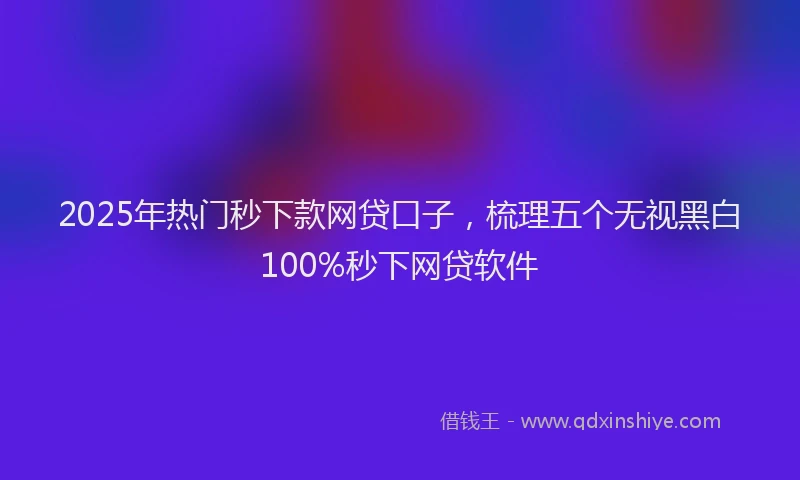 2025年热门秒下款网贷口子，梳理五个无视黑白100%秒下网贷软件