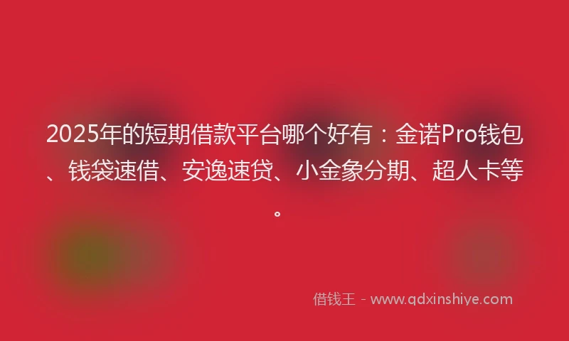 2025年的短期借款平台哪个好有：金诺Pro钱包、钱袋速借、安逸速贷、小金象分期、超人卡等。