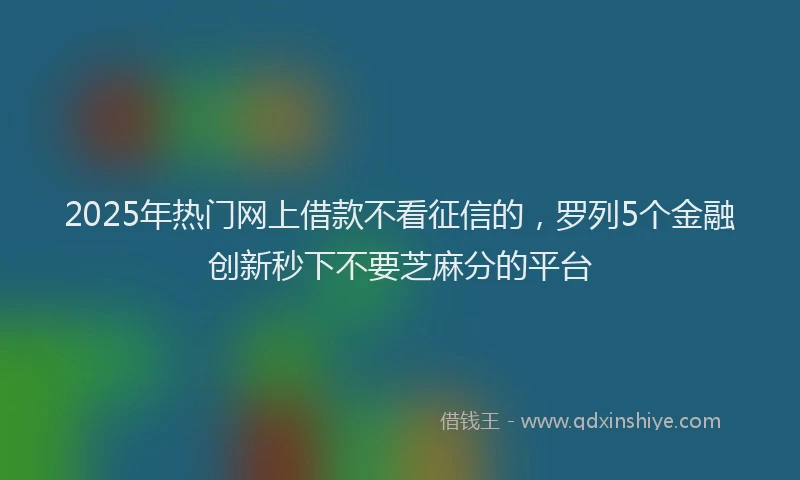 2025年热门网上借款不看征信的，罗列5个金融创新秒下不要芝麻分的平台