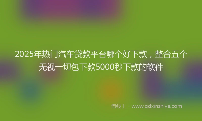 2025年热门汽车贷款平台哪个好下款，整合五个无视一切包下款5000秒下款的软件