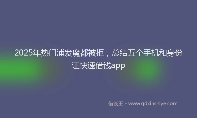 2025年热门浦发魔都被拒，总结五个手机和身份证快速借钱app