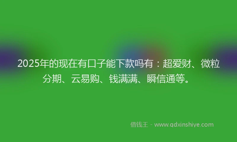 2025年的现在有口子能下款吗有：超爱财、微粒分期、云易购、钱满满、瞬信通等。
