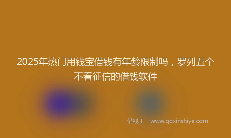 2025年热门用钱宝借钱有年龄限制吗，罗列五个不看征信的借钱软件