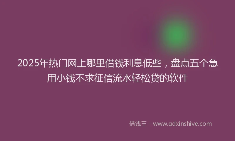 2025年热门网上哪里借钱利息低些，盘点五个急用小钱不求征信流水轻松贷的软件