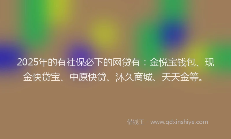 2025年的有社保必下的网贷有：金悦宝钱包、现金快贷宝、中原快贷、沐久商城、天天金等。