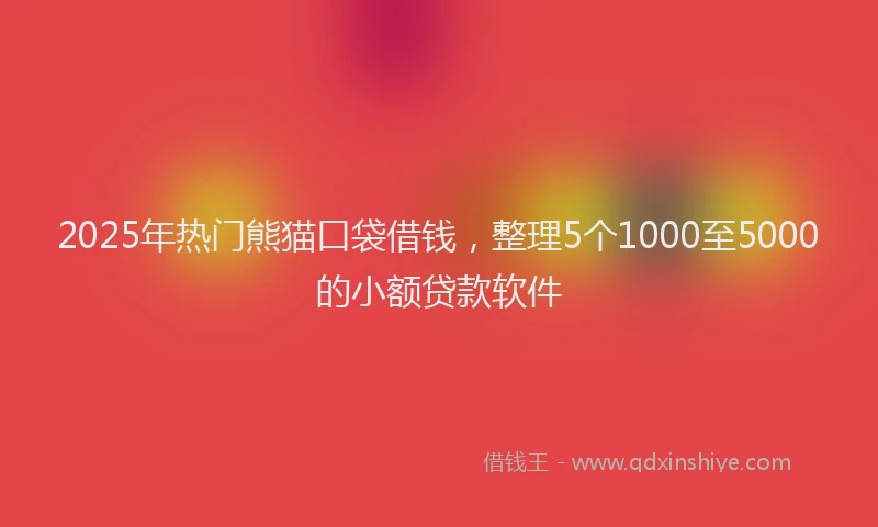 2025年热门熊猫口袋借钱，整理5个1000至5000的小额贷款软件